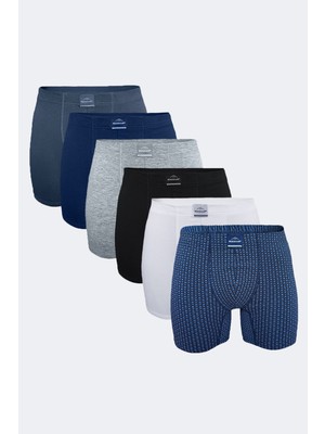 Malabadi Erkek Karışık Renk 6 Lı Pamuk Elastan Uzun Boxer 6M073
