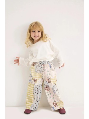 Marvy Kids Desenli Nola Patch Pantolon Erkek Çocuk Lastikli Cepli Rahat Kesim Dokuma Kumaş