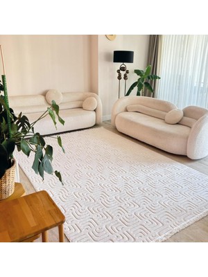 Cool Halı Oliver 9209 Krem Yolluk Modern Salon Halısı Antre Hol Koridor Halısı Dokuma Makine Halısı