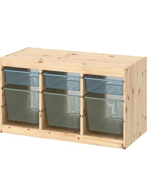 IKEA Trofast Saklama Ünitesi Çam Gri Mavi Açık Yeşil Gri 93 x 44 x 52 cm