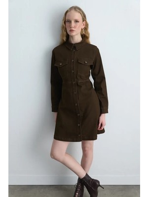 Gusto Koton Denim Elbise  - Kahverengi