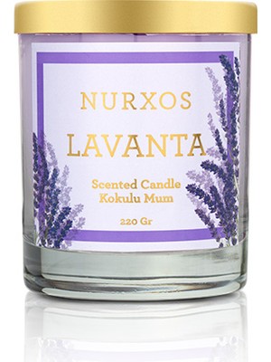 Nurxos Lavanta Kokulu Mum 220 Gr – Çiçeksi Odunsu Soya Mumu - 9662