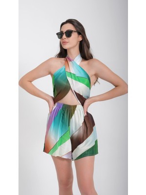 Kadın Renkli Şort Takım