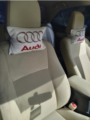 Edalı Audi Logo Baskılı Tüm Modellere Uyumlu Araç Boyun Yastığı, Baby Face Kumaş