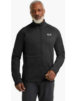 Jack Wolfskin A65274_6000-PEAK Dıstrıct Fz M Siyah Dik Yaka Normal Düz Erkek Polar Sweatshırt