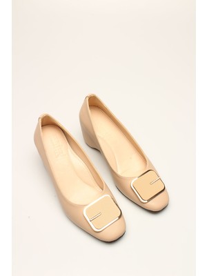 İdil Idil   Bej Cilt Tokalı Kadın Topuklu