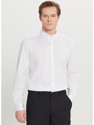 Altınyıldız Classics Slim Fit Düğmeli Yaka Beyaz Erkek Gömlek ACE020261469_BYZ