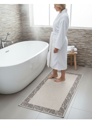 Nikar Home Pamuklu Kaymaz Taban Dikdörtgen Banyo Paspası – Yüksek Emici Pamuk Dokuma Banyo Halısı
