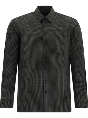 Abdullah Kiğılı Uzun Kol Slim Fit Dar Kesim Baskılı Pamuk Gömlek