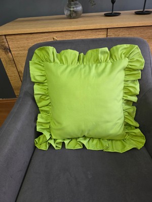 Fırfırlı Kırlent Kılıfı Sıvı Itici Özeliğe Sahip