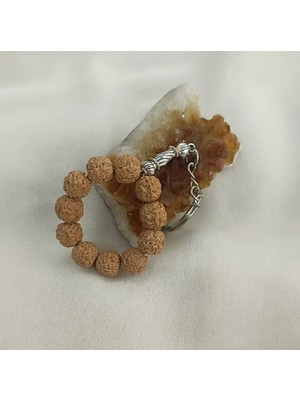 Tesbih Anahtarlık 11 Li 10 mm Doğal Rudraksha Rudraşka Mini Tesbih