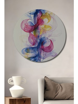 Teona Ahşap Renkli Duman Soyut Sanat Ahşap Mdf Dekoratif Ev/işyeri Duvar Tablo Yuvarlak Ev/işyeri Duvar Tablo