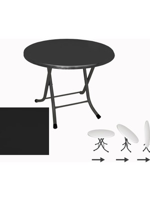 Dockers Klasik Katlanır Werzalit Yuvarlak Tabla Masa 90CM  - Siyah