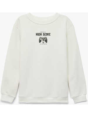 Koton Baskılı Uzun Kollu Bisiklet Yaka Sweatshirt