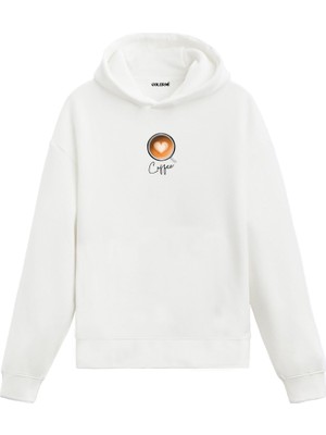 Colermi Kalpli Kahve Fincanı Baskılı Hoodie