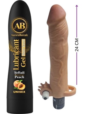 Aşkın Deposu Aşkın  Deposu Aşkın Şeftali Aromalı 125MLYENİLEBİLİR Jel +Gerçekçi Etdoku Kılıfı 20CM Titreşimli Süper Ikili XXD31