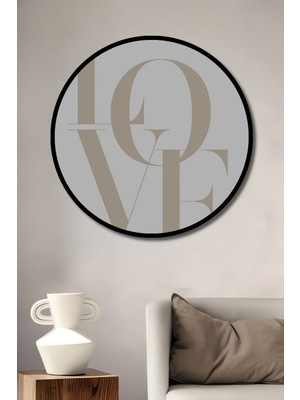 Teona Ahşap Dekoratif Ahşap Yuvarlak Çerçeve Görünümlü Tablo Aşk