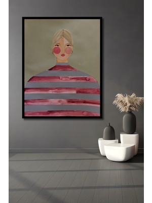 Teona Ahşap Dekoratif Ahşap Dikdörtgen Tablo Pembe Çizgiler Çerçeve Görünümlü