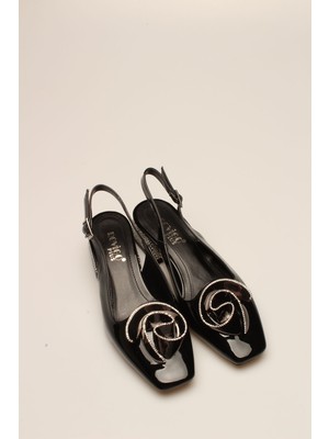 İdil Idil   Siyah Rugan Taşlı Kadın Topuklu