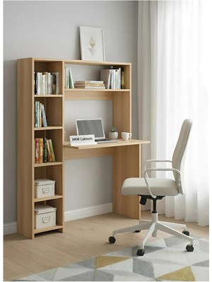 Freehome Premium Mdf Ürün Modern Kitaplıklı Çalışma Masası | Raflı Öğrenci ve Home Ofis Bilgisayar Masası