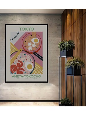 Teona Ahşap Çerçeve Görünümlü Tokyo Ramen Dekoratif Ahşap Mdf Ev Duvar Tablo Dikdörtgen Ev Duvar Tablo