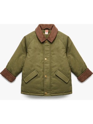 Koton Pamuklu Uzun Kollu Cepli Peluş Astarlı Gömlek Yaka Ceket