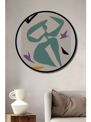 Teona Ahşap Çerçeve Görünümlü Fovizm Ilhamlı Soyut Dekoratif Ahşap Mdf Ev Duvar Tablo Yuvarlak Ev Duvar Tablo