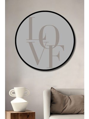 Teona Ahşap Çerçeve Görünümlü Aşk Temalı Dekoratif Ahşap Mdf Işyeri Duvar Tablo Yuvarlak Işyeri Duvar Tablo