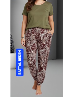 Kadın Bayan Battal Büyük Beden Viskon Süet  Kumaş Bel Lastikli  Eşofman Pijama Altı Pantolon Bol Rahat Kalıp 60 Ile 90 Kiloğrama Kadar Olur  Standart Beden