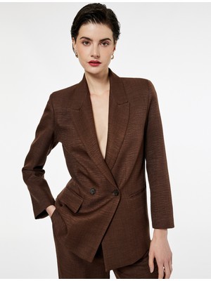 Koton Cep Detaylı Düğmeli Uzun Kollu Kruvaze Yaka Blazer Ceket
