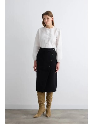 Gusto Anvelop Kesim Denim Etek - Siyah