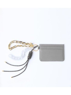 Jimmy Key Grı Deri Görünümlü Zincir Detaylı Kartlık Cüzdan