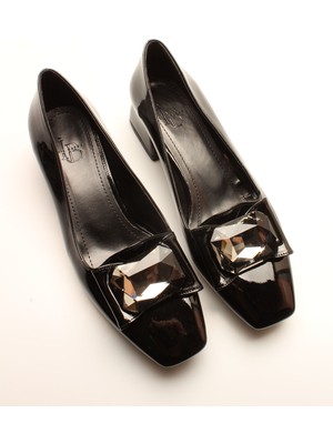 İdil Idil    Siyah Rugan Taşlı Kadın Topuklu