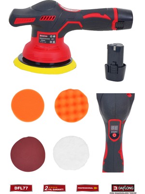 Daflong DFL-77 Çift Akülü Orbital Pasta Cila Polisaj Makinesi 3200 W Dijital Devir Ayarı