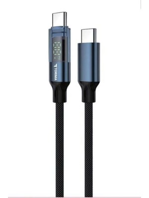 Pmr Vivo X200 Pro Mini  ile Uyumlu 60W Type C Kablo LED Göstergeli Alüminyum Uçlu Naylon Örgü