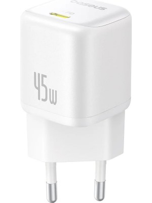 Baseus Picogo Gan Super Hızlı 45W 1c Ultra Mini Şarj Aleti, Beyaz