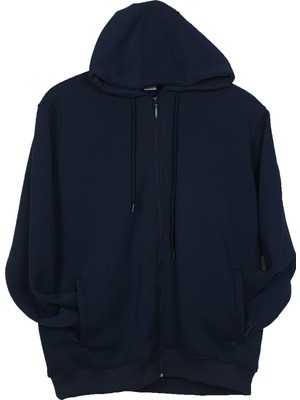 Lifeguard Büyük Beden Kapüşonlu Fermuarlı Kışlık Sweatshirt