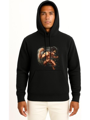 Bahriyeli Collection Kapüşonlu Attack On Titans Eren Göğüs Tasarımlı Unisex Sweatshirt