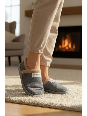 Peluş Kadın Ev Babeti Tüylü Yumuşak Taban Ev Botu Panduf