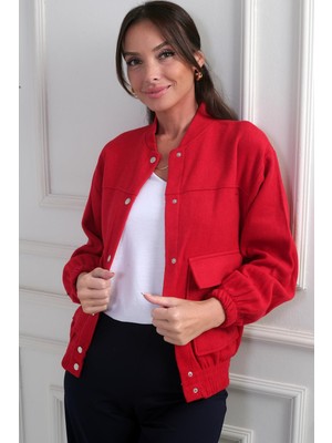 By Saygı Beli Lastikli Torba Cepli Kaşe Bomber Mont