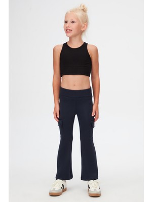 Lovetti Koyu Lacivert Kız Çocuk Skuba Kargo Cepli Pantolon
