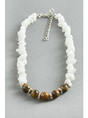 Bijuteri Net Kaplangözü Sedef Kırık Doğaltaş Kolye