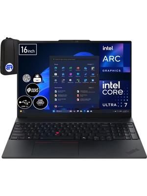 Lenovo Thinkpad E16 Gen 3 21SR006RTXEP1 Ultra 7-255H 24GB Ram 512GB SSD Intel Arc 140T WIN11 Pro 16" Wuxga + Elektropasaj Çanta