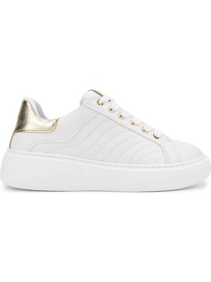 Tamer Tanca Kadın Beyaz Suni Deri Sneakers & Spor Ayakkabı 1065 065 Bn Ayk SK25-26 Beyaz/gold