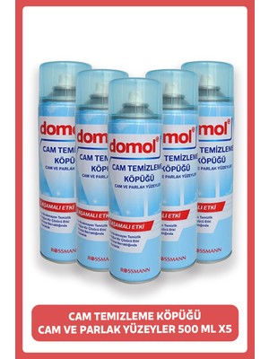 Domol Cam ve Parlak Yüzeyler Için Cam Temizleme Köpüğü 500 ml (5 Adet)