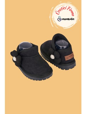 Mumenim Minto Kız Çocuk ve Bebek Süet Kışlık Pembe Bot - Ortopedik Kaymaz Taban Içi Kürklü Sıcak Tutan Kar Botu