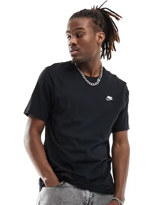 Nike Sportswear Club Men's T-Shirt Erkek Pamuklu Tişört Siyah