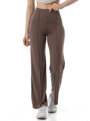 Butik İncebelli Kadın Pike Modal Kumaş Pantolon Kahverengi