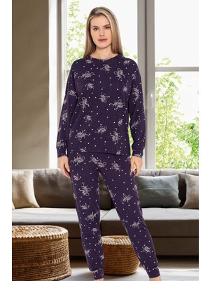 Aydoğan Kadın Yıldız Desen Uzun Kol Pijama Takımı 240966 Mor