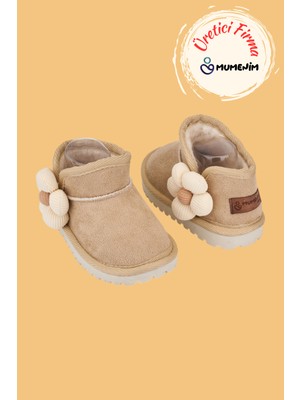 Mumenim Minto Kız Çocuk ve Bebek Süet Kışlık Pembe Bot - Ortopedik Kaymaz Taban Içi Kürklü Sıcak Tutan Kar Botu